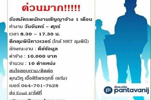 เปิดรับสมัครพนักงานคีย์ข้อมูล (ค่าจ้าง 10,000 บาท)