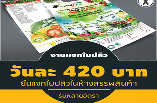 พนักงานแจกใบปลิวในห้าง (Part Time) วันละ 500 บาท