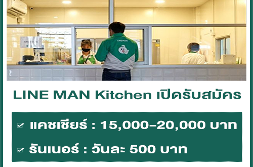 LINE MAN Kitchen รับสมัครพนักงานแคชเชียร์ / รันเนอร์