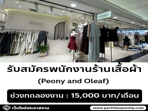 รับสมัครพนักงานร้านเสื้อผ้า Peony and Oleaf